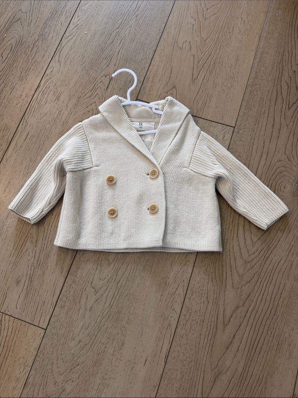 Banana Republic Cream Double-Breasted Shawl-Collar Pea Coat